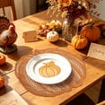 thumbnail image 6 of QuanTara Fall Pumpkin Lace Placemat, Round Knitted Table Doily, Thanksgiving Harvest Decor, Orange Hollow Out Table Mat for Dining Room, Party & Rustic Wedding, 6 of 6