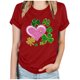 thumbnail image 1 of Camisetas de Manga Corta para las Mujeres de Moda Imprimir Cuello Redondo Camiseta, Mezcla de Poliéster Ligero para Primavera Verano Otoño, 1 of 8