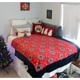 thumbnail image 4 of Serafina Home Christmas Holiday Ornament Throw Blanket: Decorative Circles and Snowflakes, Soft Cozy Accent for Sofa Couch Chair Bed or Dorm, Red Green White (Christmas Cheer), 4 of 5