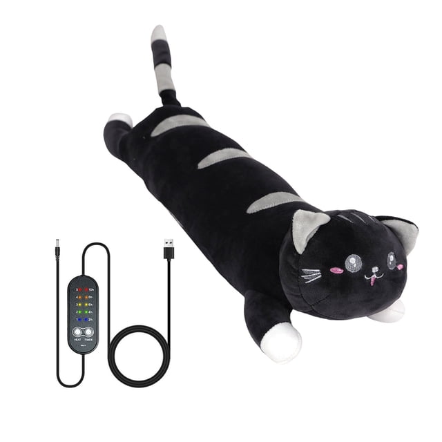 Electric Heating Pad Cute Cat USB For & Back Portable 19.6in Plush Stuffed Hot Compress With 5 Temperature Settings