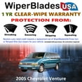 thumbnail image 2 of 2005 Chevrolet Venture Beam Wiper Blades Wipers w/1yr Warranty (Set of 2), 2 of 5