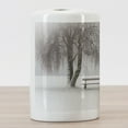 thumbnail image 3 of Tree Ceramic Toothbrush Holder, Bench in the Snow Between Trees Winter Theme Picture Snowflakes Christmas Season Art, Versatile Countertop for Bathroom, 4.5" X 2.7", White Brown, by Ambesonne, 3 of 4