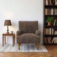 thumbnail image 4 of Leumius Modern Accent Chair with 9" Solid Wood Legs, Comfortable Upholstered Corduroy Armchair for Living Room Bedroom, Office Dark Coffee, 4 of 9
