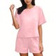 thumbnail image 2 of Conjunto Corto Casual para las Mujeres Manga Corta Bolsillo Pantalones Cortos Pantalones de Señoras Conjunto con Cuello Redondo Top, Ropa Casual de Verano, 2 of 7