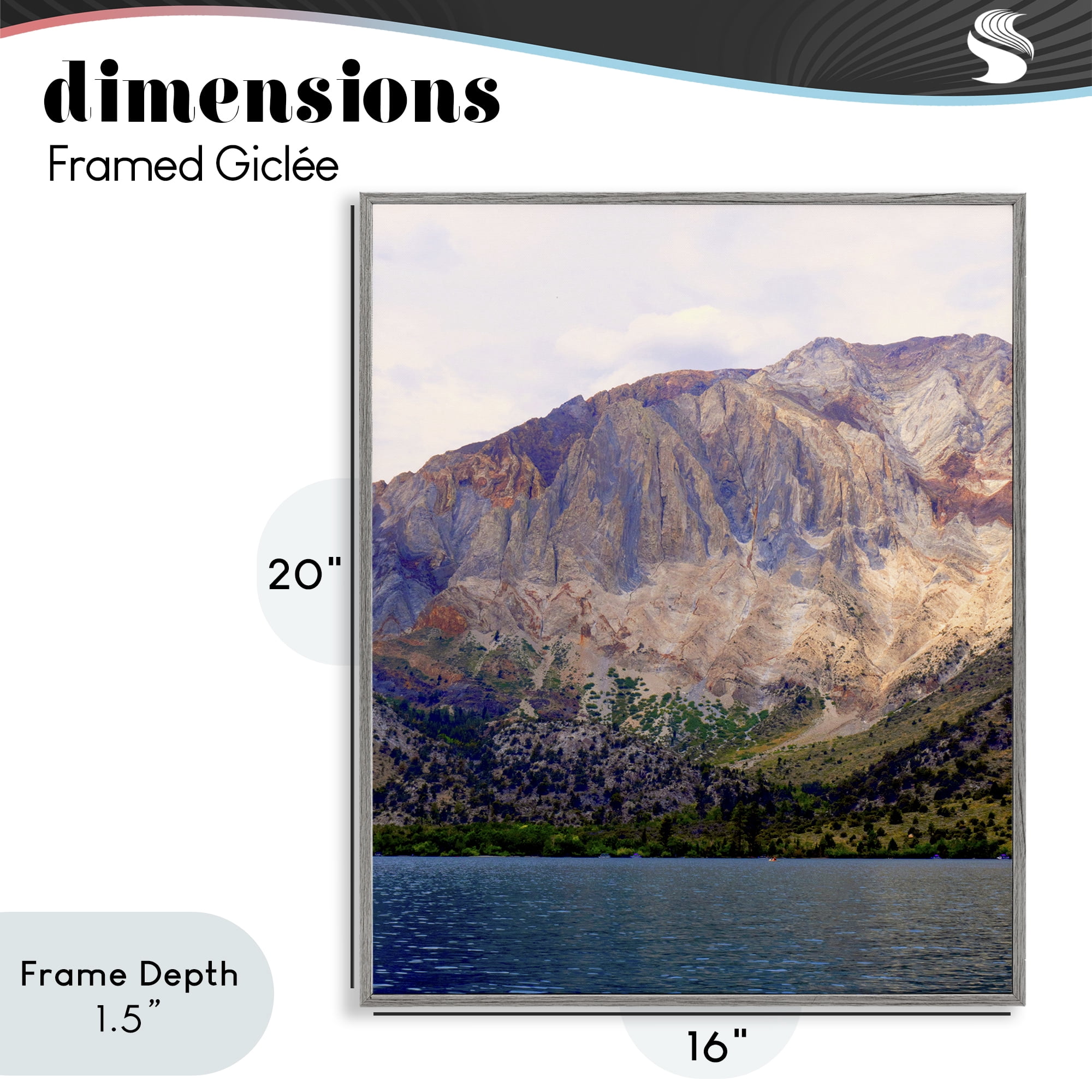 Stupell Industries Serene Lake Beneath Mountains Gray Framed Giclee Art, design by Gemma Bardot