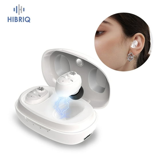 HIBRIQ Mini Digital Hearing Aids for Seniors, Nearly Invisible, Rechargeable Hearing Aids with Charging Case, Noise Cancellation, Clear Sound & Comfort for Elderly VHP-1607