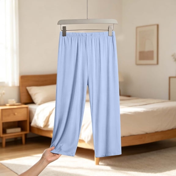Nsxcdh Cropped Pants for Women Stretch Solid Color High Waist Slim Fit Elastic Waist Soft Comfortable Loungewear for Yoga Sports Workout Hiking