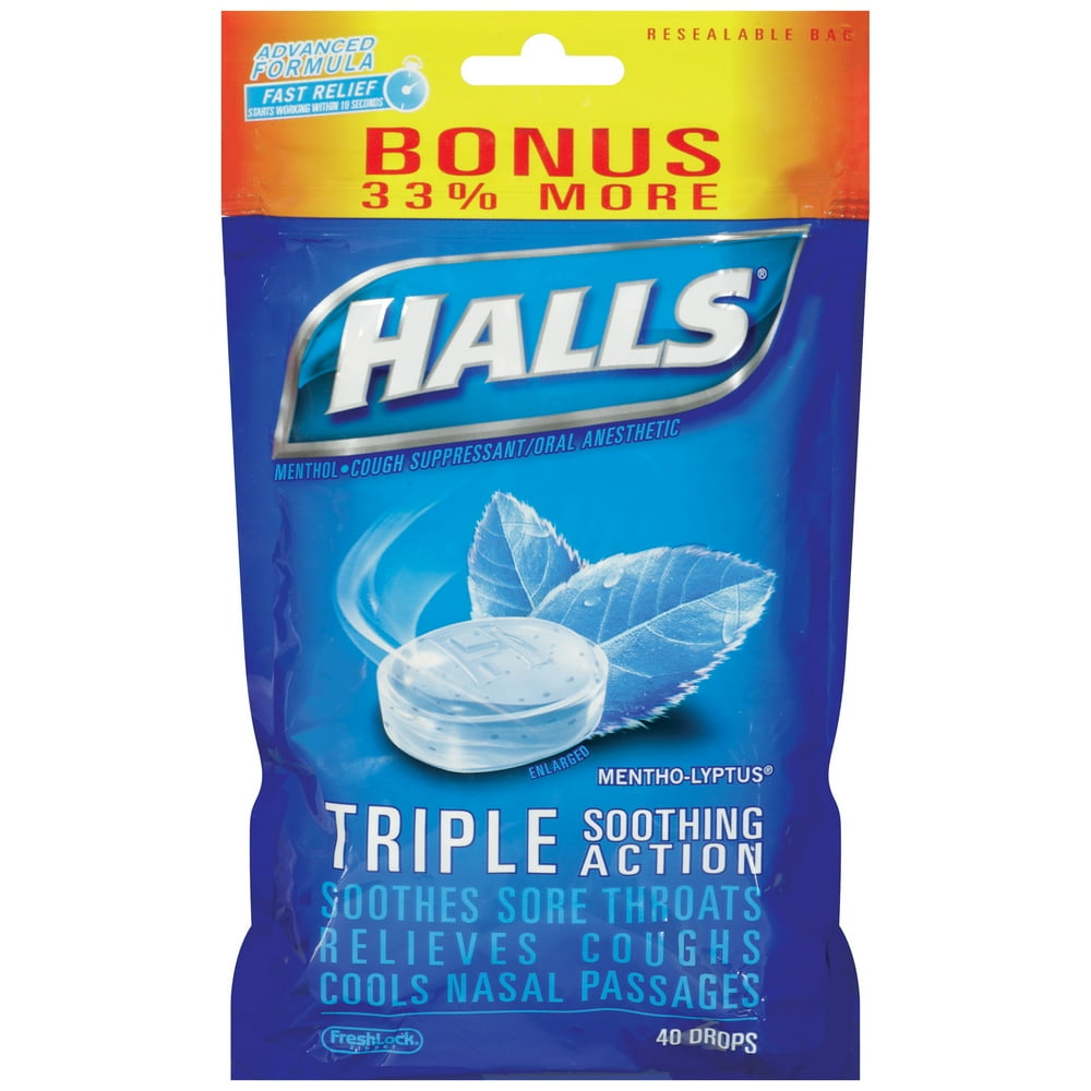 Mondelez Halls Cough Suppressant/Oral Anesthetic, 40 ea