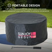 Sunjoy Smokeless Fire Pit 28 In, Outdoor Portable Wood Burning Fireplace with Removable Ash Pan, Black