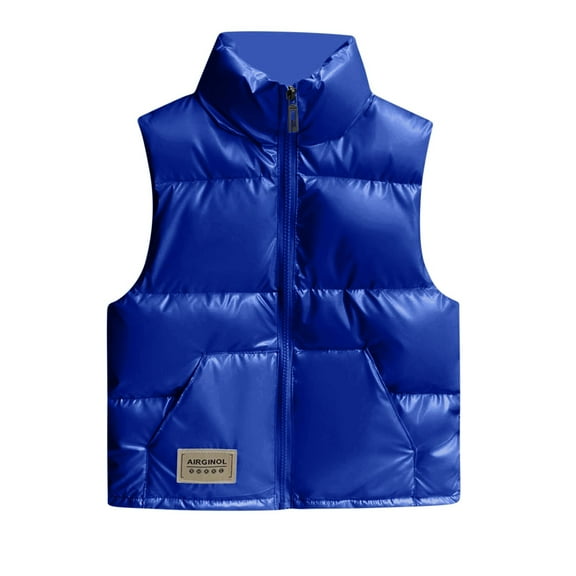 IVEYRTF Kids Sleeveless Puffer Vests Winter Warm Quilted Outerwear Hoodless Jacket with Pocket for Girls Boys Toddler Youth Cold Weather Apparel(Blue,5 Years)