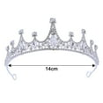 thumbnail image 5 of Waroomhouse Women Princess Crown Shiny Rhinestones Inlaid Wedding Tiara Headband Hair Accessory Faux Crystal Crown with Pin Fixes, 5 of 7