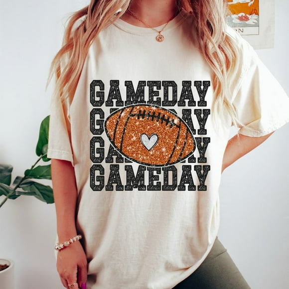 Game Day Football Shirt, Glitter Football Shirt, Football Mama,Football Mom Shirt, Sports Shirt, Football Season T-Shirt, Shirt For Football Fans