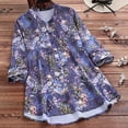 thumbnail image 5 of Black·Friday·Deals Clearance asdoklhq Womens Plus Size Clearance,Women Printed Long Sleeves Button Stand-up Collar Casual Loose Shirt Tops, 5 of 9