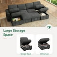 thumbnail image 4 of Marrber U-Shaped Sectional Pull-Out Sofa Bed with Storage Ottoman, Convertible Corduroy Cloud Couch for Living Room, Gray, 4 of 10