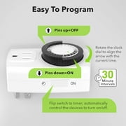 BN-LINK Indoor 24-Hour Mechanical Outlet Timer, 3 Prong, 2-Pack