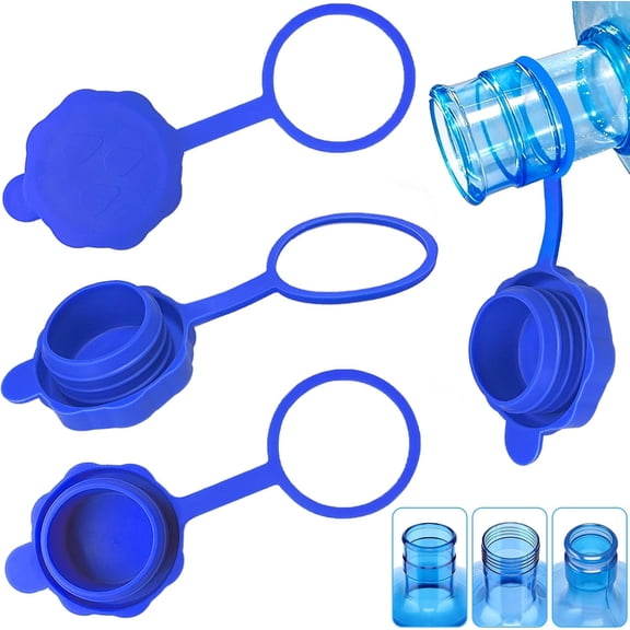 5 Gallon Water Jug Cap, 3 & 5 Gallon Blue Water Bottle Caps, Reusable 5 Gal Water Jug Cap, Non Spill Water Bottle Caps for Office Home, Pack of 3