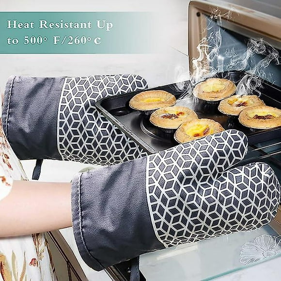 Oven Mitts, 550℉ Heat Resistant Silicone Oven Mitts, Non-slip Silicone Kitchen Potholders Potholders for Kitchen, Oven Mitts for Cooking, Pastry, Barb