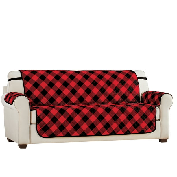 Collections Etc Multicolor Buffalo Check Plaid Furniture Cover CHOCOLATE/TAN JUMBO RECLINER