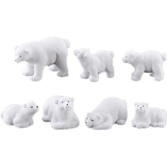 Jinsinto 10Pcs Mini Ornament Mini Creaft Decoration Mini Animals Miniature Polar Bear Adornment for Home Office