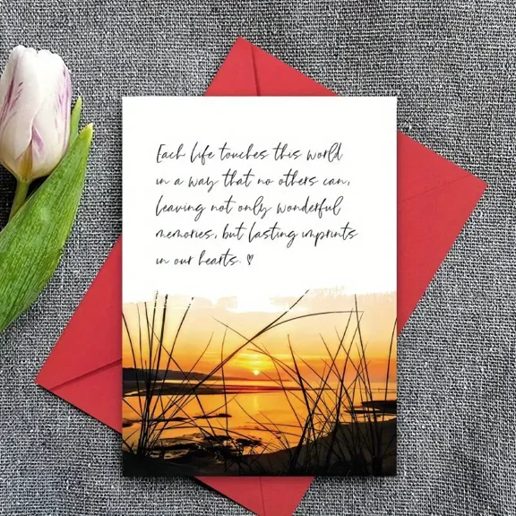 Inspiring Sympathy Card – Beautiful Sunset Design with Heartfelt Message – Blank Inside for Personal Notes – Perfect for Comforting Friends and Family