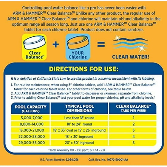 Arm Hammer Clear Balance Pool Maintenance Tablets 16 Count Net Arm Hammer Clear Balance Pool Maintenance Tablets 16 Count Net Wt 7lb 3 1kg Com