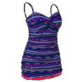 thumbnail image 3 of Hilor Womens One Piece Bathing Suit Tummy Control Swimsuit Ruffle Swimdress with Panty, 3 of 7