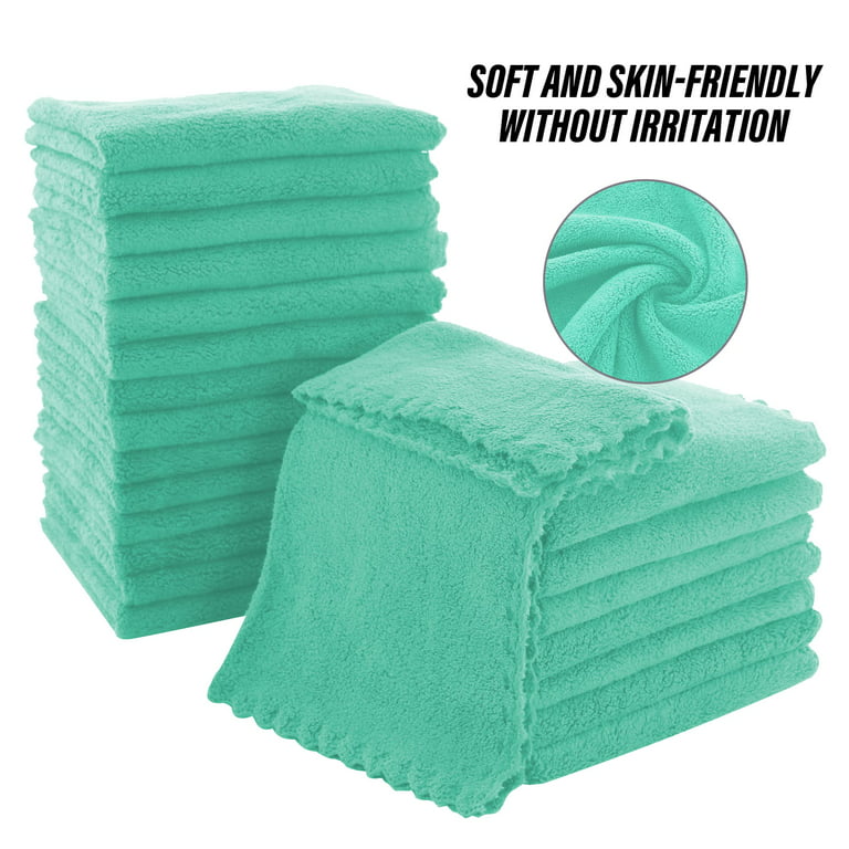 24pcs Coral Velvet Bathroom Towels Set, Quick Drying, 12 X 12 Inches