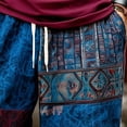 thumbnail image 5 of Tsivenald Linen Pants Men Wide Leg Resort Leisure Trousers Retro Patchwork Ethnic Pattern Wrinkle Resistant Side Pocket Mens Beach Bottoms, 5 of 5
