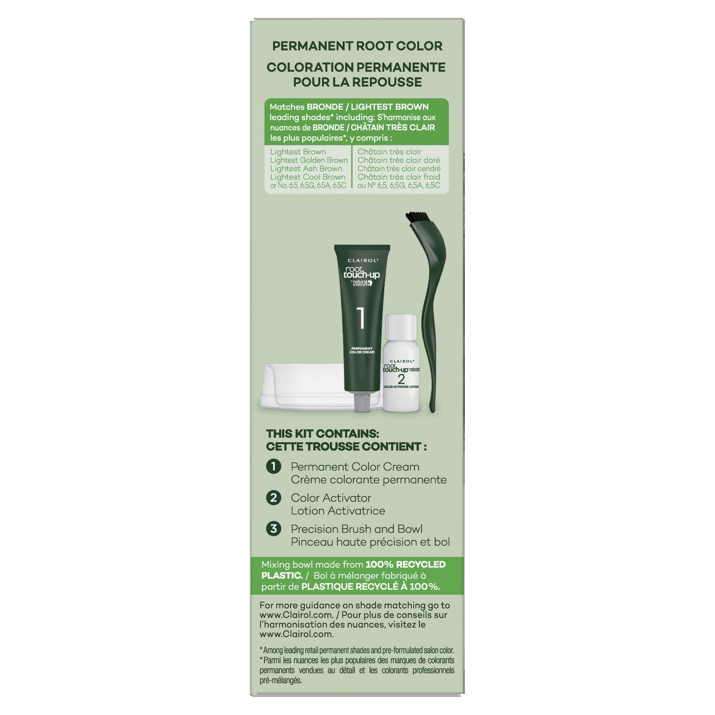 (2 pack) Clairol Root Touch-Up by Natural Instincts Hair Dye, Ammonia-Free Permanent Hair Color, 6.5 Bronde,1 Application