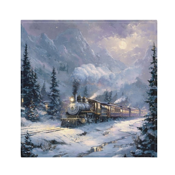 1 Pack 20'' x20" Satin Table Napkins Dinner Napkins for wedding Party Decoration events Vintage-style Christmas Train