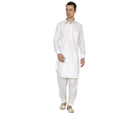 

Royal Kurta Men s Polycotton Embroidered Pathani Suit Beige