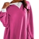 thumbnail image 2 of Sudadera Informal con Bloques de Color para Mujer, Larga, Cuello Redondo, Corte Holgado Rosa Roja L, 2 of 10