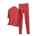 thumbnail image 2 of ylioge M-5X Plus Size Modal-Pajama Sets for Women 2 Piece Short Sleeve Tops High Waisted Pants Casual Solid Color Soft Loungewear Pajamas Outfits Set, 2 of 5