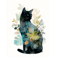 thumbnail image 1 of QISVANSET Black Cat Botanical Canvas Wall Art 15.75x11.81 Inches, 1 of 5