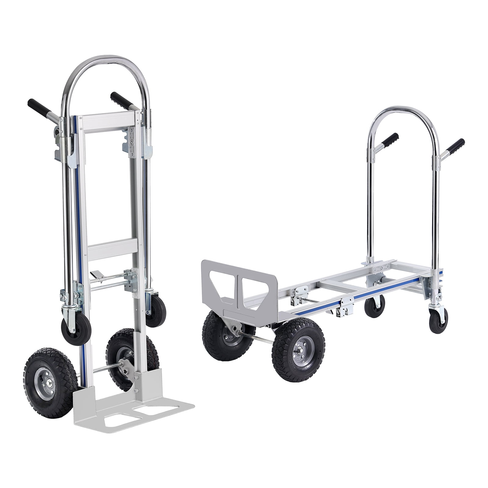 KFFKFF Aluminum Hand Truck, Dual-Function, 800 lbs Capacity, Robust Industrial Foldable Hand Truck and Dolly, Versatile Cart Transforms from Hand Truck to Platform Cart, Equipped with Rubber Wheels