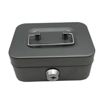 Cash Box with Lock Treasure Chest Money Box Metal Small Modern Collection Holder Piggy Bank Lock Box with Key for Prizes Adults Gray