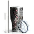 thumbnail image 2 of 30oz Pioneer Flower Tumblers Stainless Steel Tumbler with Lid and Straw,Vacuum Insulated Double Wall Travel Tumbler Cups Mug with Cleaning Brush for Coffee,Tea, 2 of 7