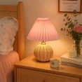 thumbnail image 5 of Pleated Table Lamp Rattan Ball Woven Bedside Lamp Creatives Bedroom Ambient Light Umbrella Shaped LED Night Light, 5 of 5