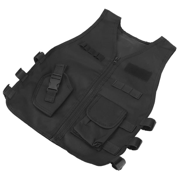 Chaleco Táctico para Niños Chaleco de Guardia de Seguridad Transpirable Ajustable Negro Chaleco Militar de Entrenamiento para Niños Al Aire Libre Juego de Entrenamiento ANGGREK Otros