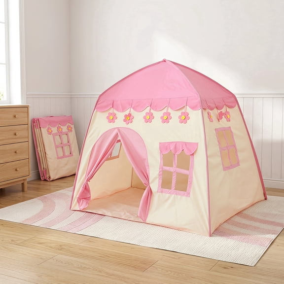 Renyuanyuan Princess Pop-Up Kids Playhouse, Portable Breathable Tent 51x40x51 in for Indoor Outdoor Pretend Play, Age 3