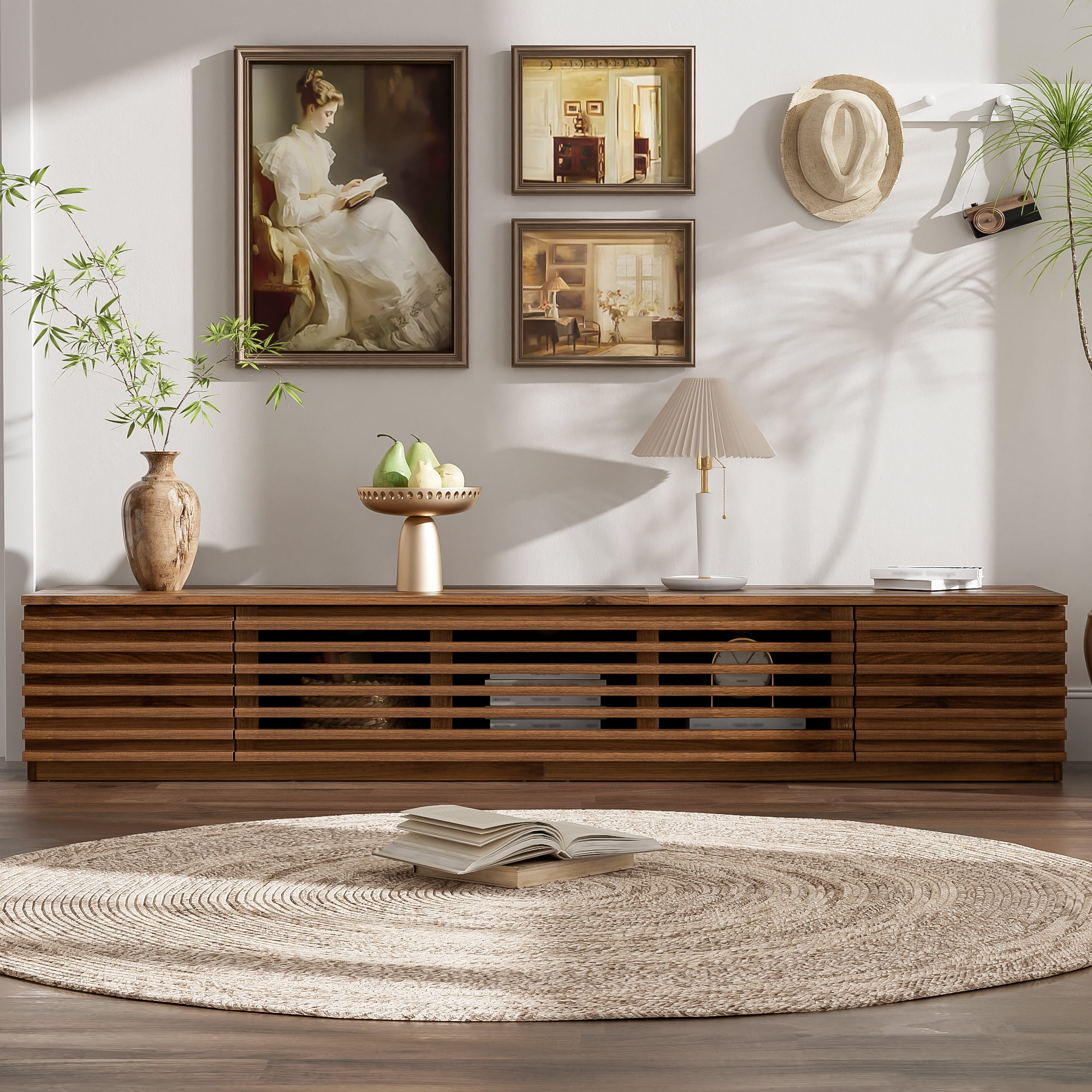 70 inch TV Stand, Modern Entertainment Center & Media Console for TVs up to 80", Walnut
