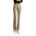 thumbnail image 5 of Women Suit Pants High Waist Button Zipper Fly Office Lady Trousers with Pockets Solid Color Slim Fit Straight Leg Trousers, 5 of 8
