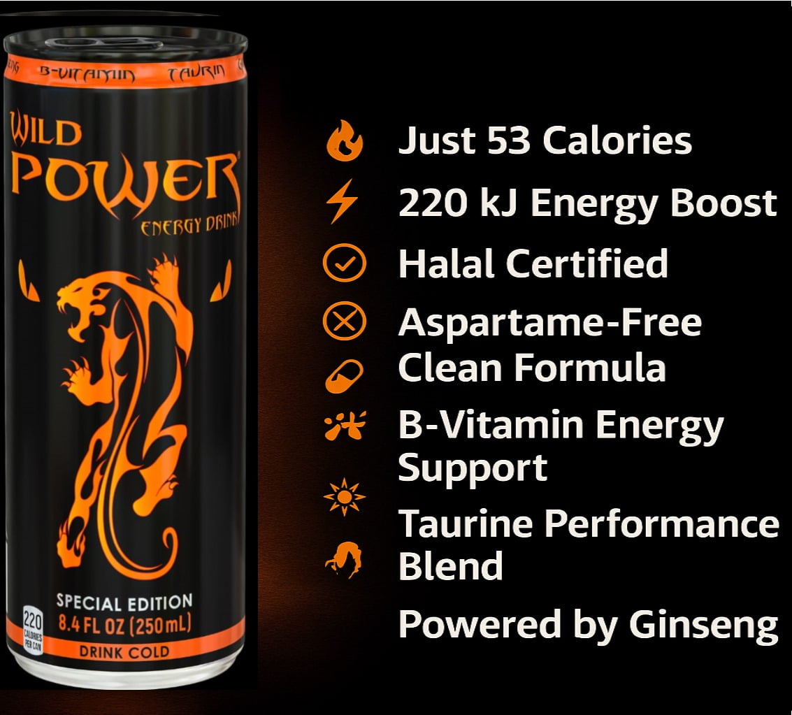 WILD POWER Energy Drink Quick Energy Booster 24 Pack 8.4 fl oz