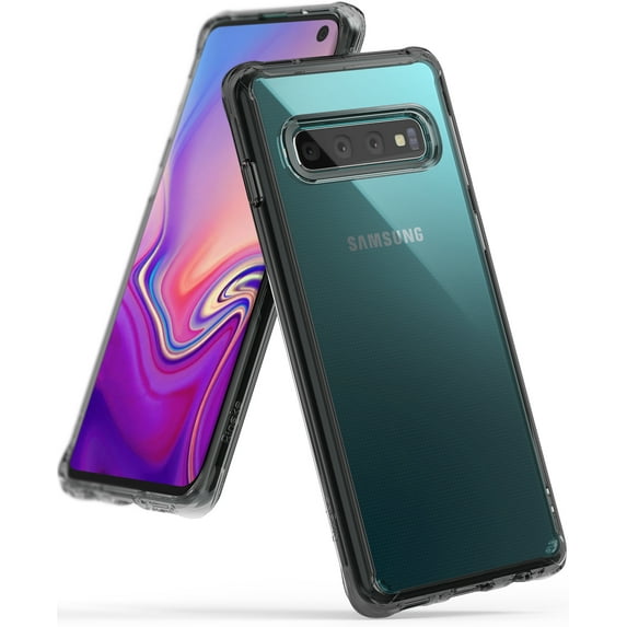 Ringke Fusion Case Compatible with Samsung Galaxy S10, Transparent PC Back TPU Bumper Drop Protection Phone Cover - Smoke Black