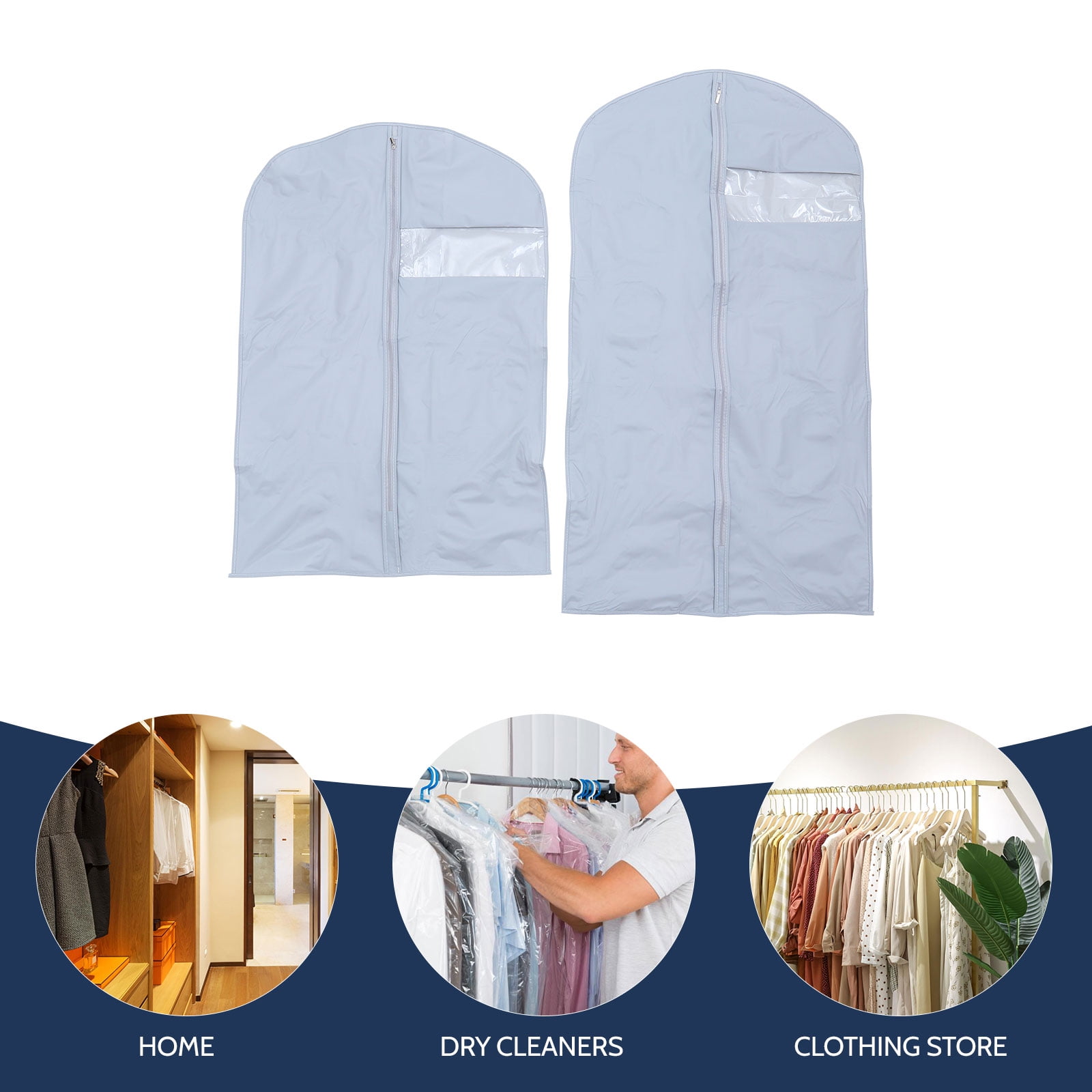 LULULION 5Pcs Grey Plastic Coat Storage Bag with Transparent Scratch Resistant Protective Cover
