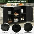thumbnail image 4 of 63.5" Wicker Rolling Kitchen Island Cart with 2 Storage Shelves, Outdoor Grill Cart with Foldable Side Tabletop and Bottle Opener, Storage BBQ Cabinet  for Patio, Garden, Backyard, Black, 4 of 9