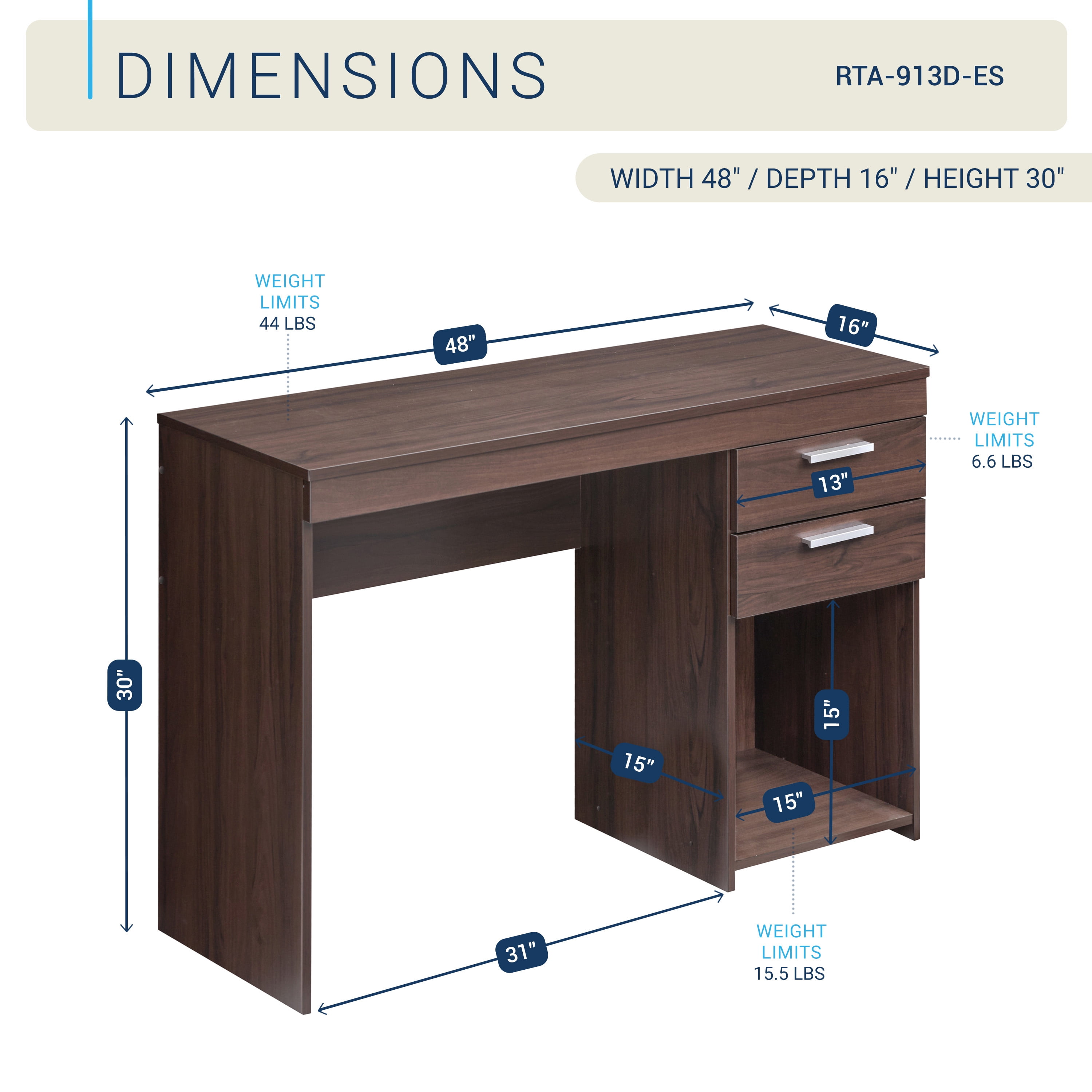 Home Office Workstation with Storage, Espresso