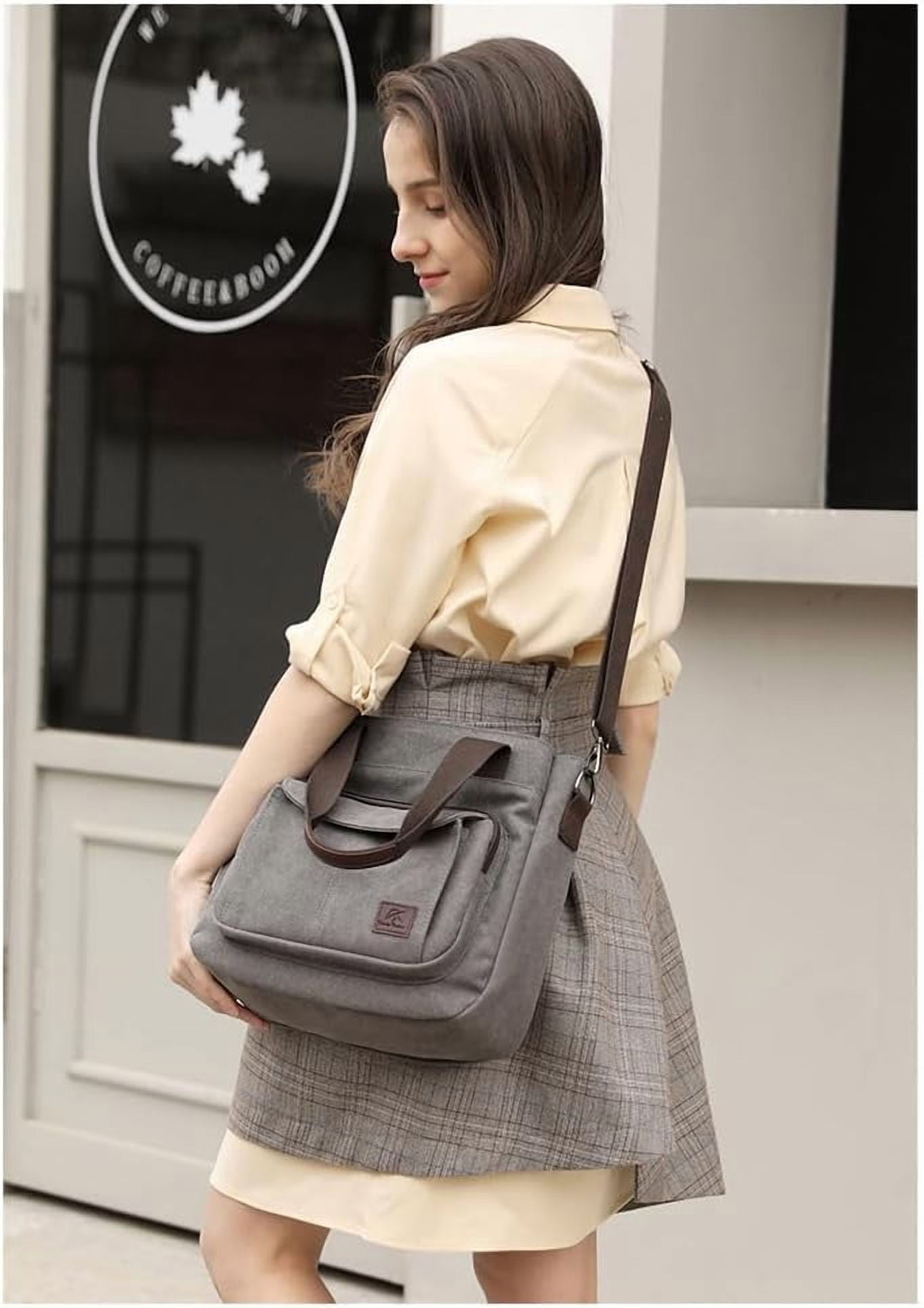 JennyShop Vintage Multi-pocket Handbags, Hot Sale Canvas Tote Purse for Women, Work Shoulder Crossbody Bag