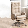 thumbnail image 3 of Leather Lazy Office Chair Cute Luxury Ergonomic Modern Playseat Scorpion Gaming Office Chair Posture Taburete Library Furniture My Lux Decor Round, 3 of 20