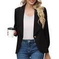 thumbnail image 2 of Baberdicy Womens Blazer Women Suit Solid Color Open Front Office Jackets Plus Size Long Sleeve Summer Work Office Cardigan with Pockets Women's Blazers & Suit Jackets Black, 2 of 8